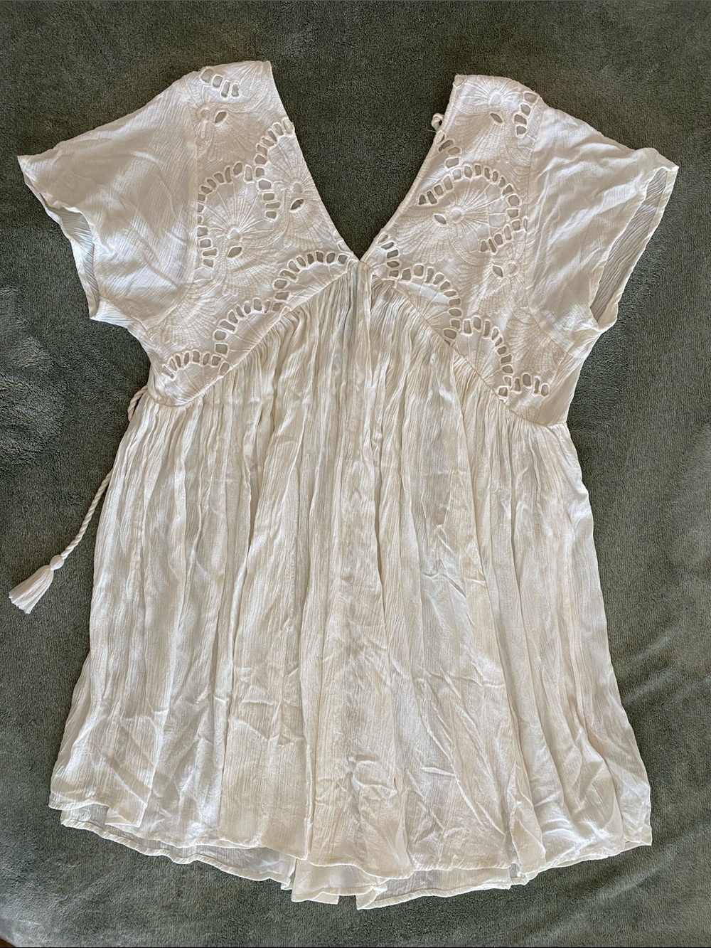 Rip Curl Ivory Eyelet V-Neck Coverup